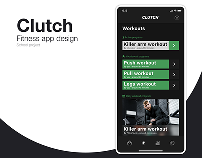 Clutch fitness app design