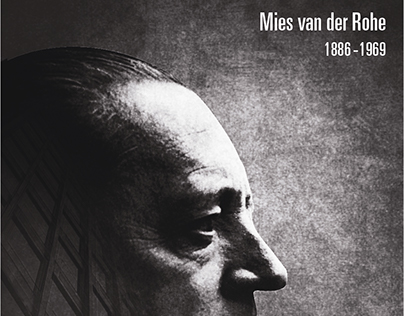 Afiche con postal Mies van der Rohe, tp universidad.
