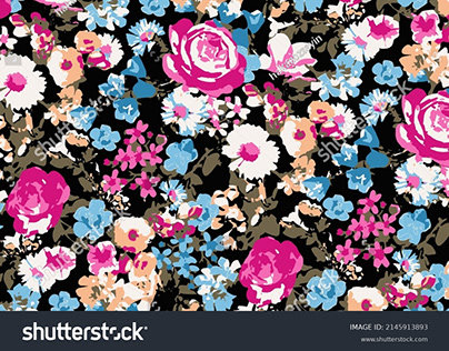 Floral patterns on colorful backdrop fabric