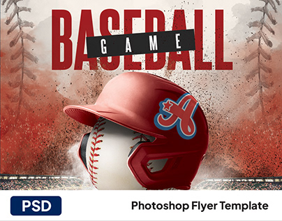 Baseball Helmet Flyer Template PSD
