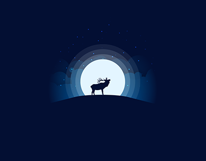 Animal Silhouette Moonlight Vector Illustration