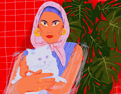 Lady with Cat | illustration