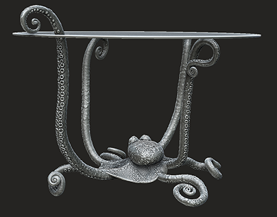 Octopus table 3d model Velvet Decor fabrick