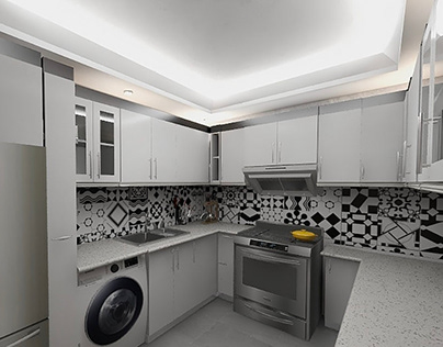 360 vedio show design kitchen black & white