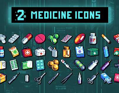 Medicine and Thematic Things Pixel Art 32×32 Icon Pack