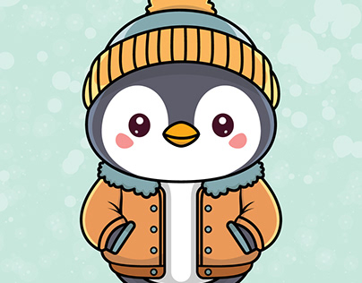 Winter Penguin Vector Design