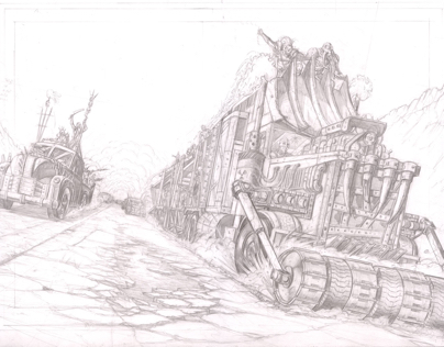 Two page spread for Mad Max Comic!