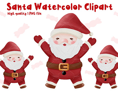 Christmas Santa Watercolor Clipart