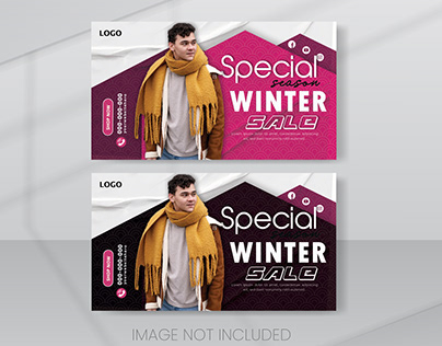 Winter Sale Banner With Snowflakes and Price Tag