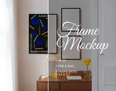 Frame Mockup PSD Poster Template, Wall art, gallery