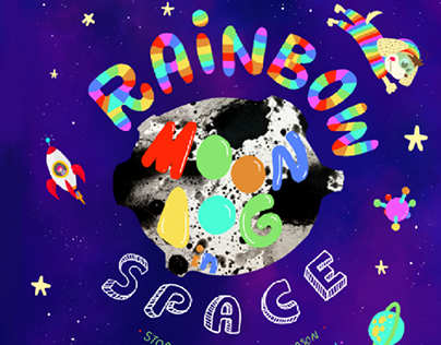 Rainbow Moon Dog in Space - children book
