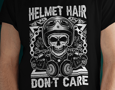 Helmet Hair Don't Care Motor Bike T-shirt Design.