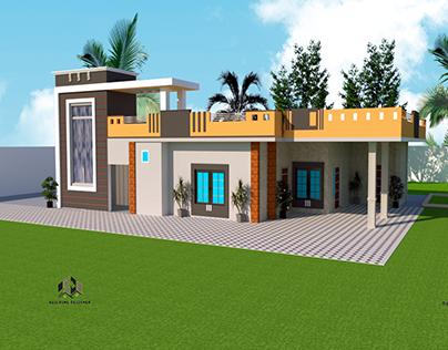 3D FRONT ELEVATION OF THE HOUSE
