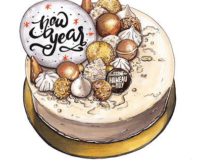 Christmas cakes illustrations for traditional bakery