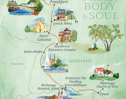 Germany illustrated map for Tourist Board.