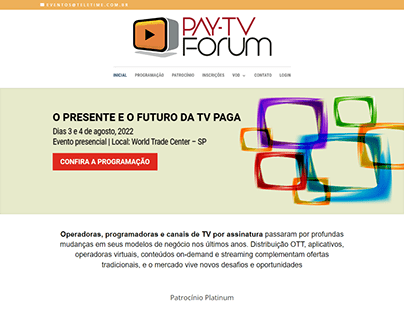 Site (Wordpress) evento PAY-TV Fórum
