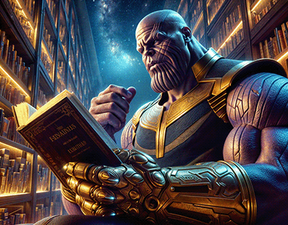 Thanos reading a book.