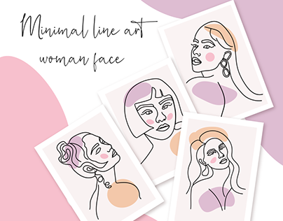 Minimal line art woman face