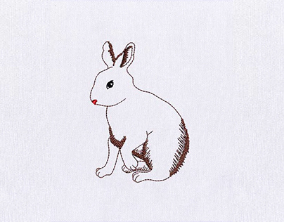 CUDDLY AND FLUFFY WHITE RABBIT EMBROIDERY DESIGN