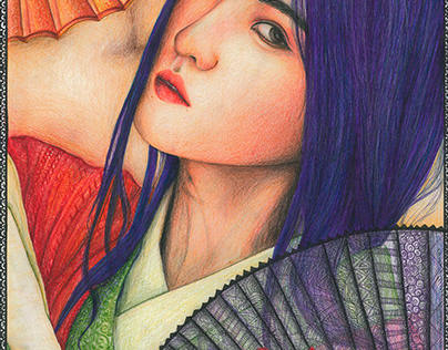 Ilustración con lápices de colores de mujer