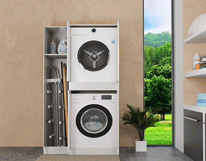 Washing machine cover box setup 3D animation