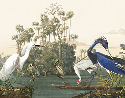 Birds. Wallpaper Mural Textile