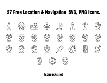 27 Free Location And Navigation SVG, PNG Icons.