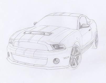 Freehand Drawing - Mustang GT 500