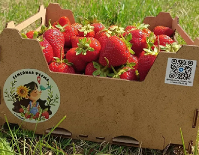 логотип для фермы по производству ягоды клубника.
