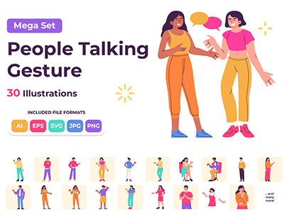 People Talking Gesture Concept Vector Illustration