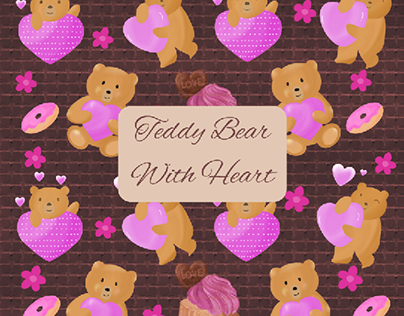 Teddy Bear With Heart Seamless Pattern