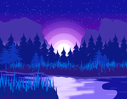 Vector Landscape: A Lake in the Forest