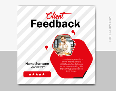 Customer feedback card with rating star for website