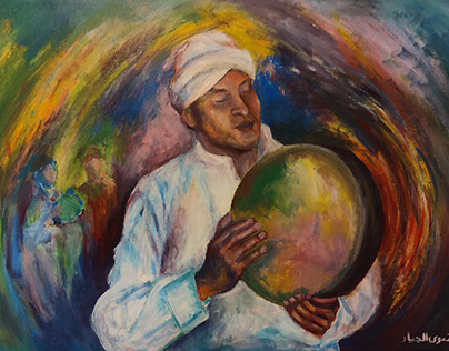 Egyptian Drummer(dervish ) - Acrylic painting 50*70