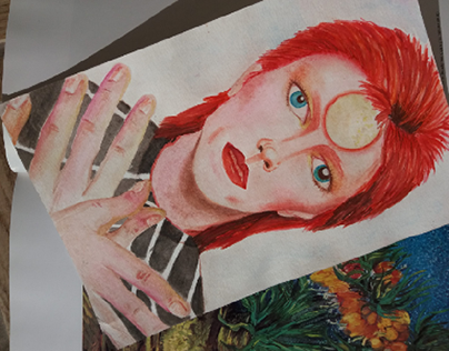 David Bowie em aquarela
