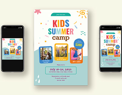 Kids Summer Camp Event Flyer Set