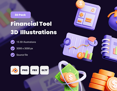 Financial Tool | 3D illustrations set