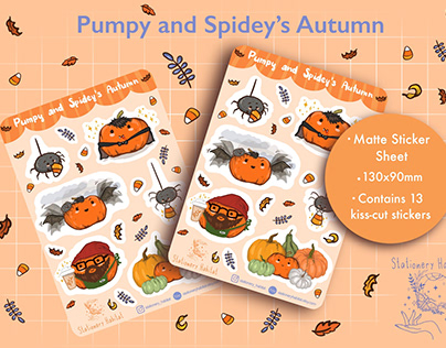 Cute Pumpkin Sticker Sheet for autumn in my Etsy shop