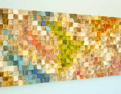 Large Wood Wall Art, Wood Art Mosaic, Geometric Art