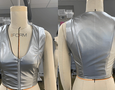 Faux Leather Bodice with Front Zipper