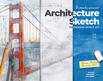 Animated Architecture Sketch Photoshop Effect Kit