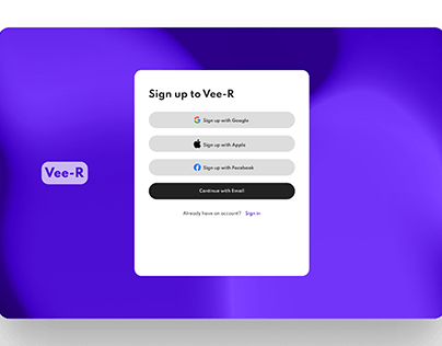 Vee-R Sign Up page