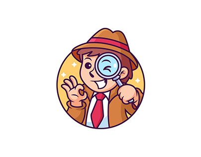 Detective Cartoon with Cute Pose