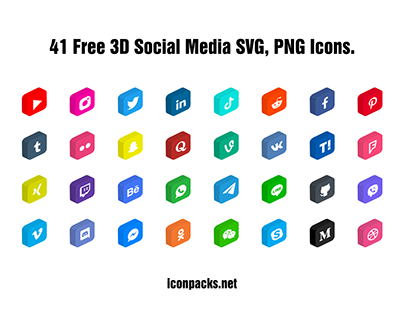 41 Free 3D Social Media Logo SVG, PNG icons