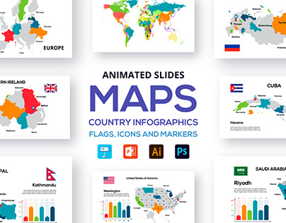 Animated maps of countries and the world