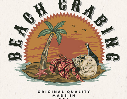 Beach Crabing - vintage design