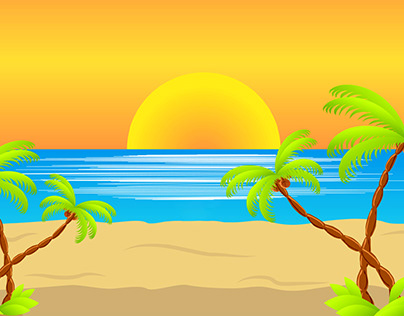 sea view Landscape Vector Drawing Illustration