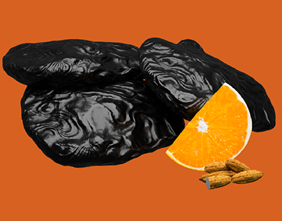 Dark chocolate, Orange and an Almond seed