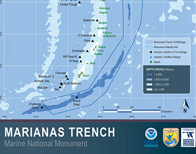 Marianas Trench Map Poster
