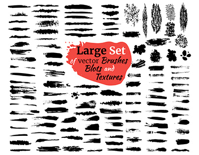 Large set of vector brushes, blots and textures.